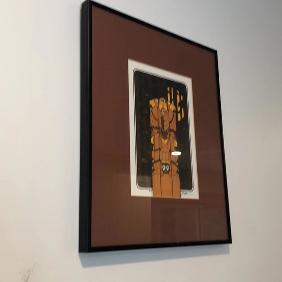 Indigenous totem Pole art print signed 1990  framed - Picture 3 of 8